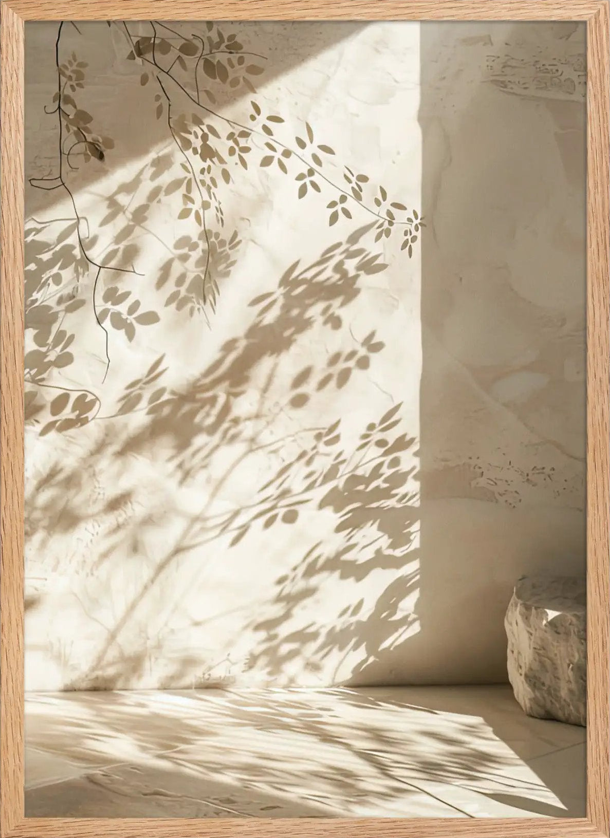 Poster en Papier Mat Encadré, affiche murale minimaliste avec cadre bois, décoration murale salon ou chambre, style méditerranéen