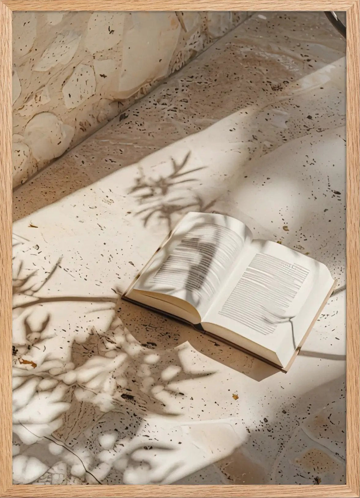 Poster en Papier Mat Encadré, affiche murale minimaliste avec cadre bois, décoration murale salon ou chambre, style méditerranéen
