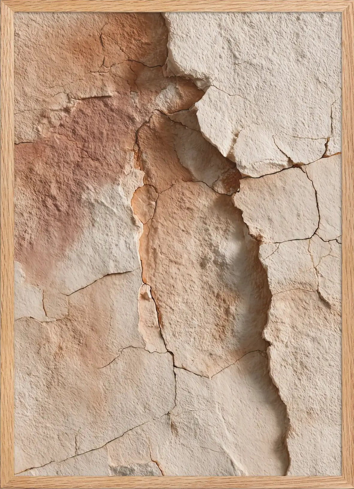 Poster en Papier Mat Encadré, affiche murale minimaliste avec cadre bois, décoration murale salon ou chambre, style méditerranéen