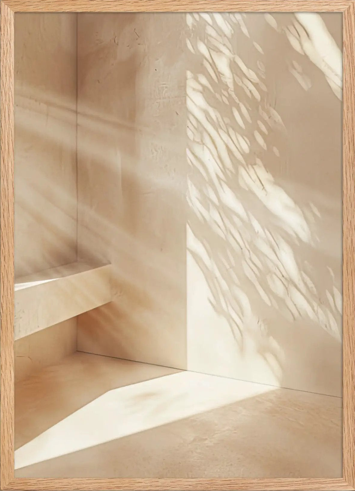 Poster en Papier Mat Encadré, affiche murale minimaliste avec cadre bois, décoration murale salon ou chambre, style méditerranéen