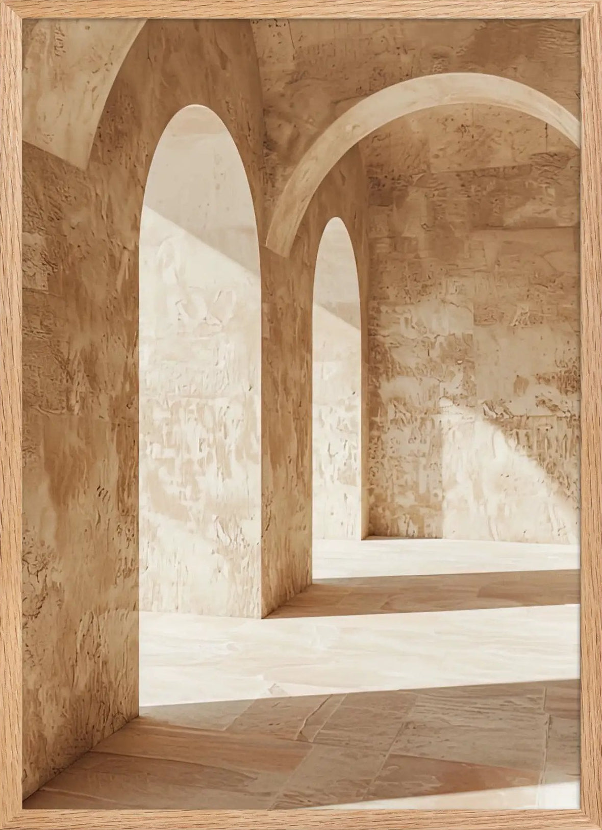 Poster en Papier Mat Encadré, affiche murale minimaliste avec cadre bois, décoration murale salon ou chambre, style méditerranéen