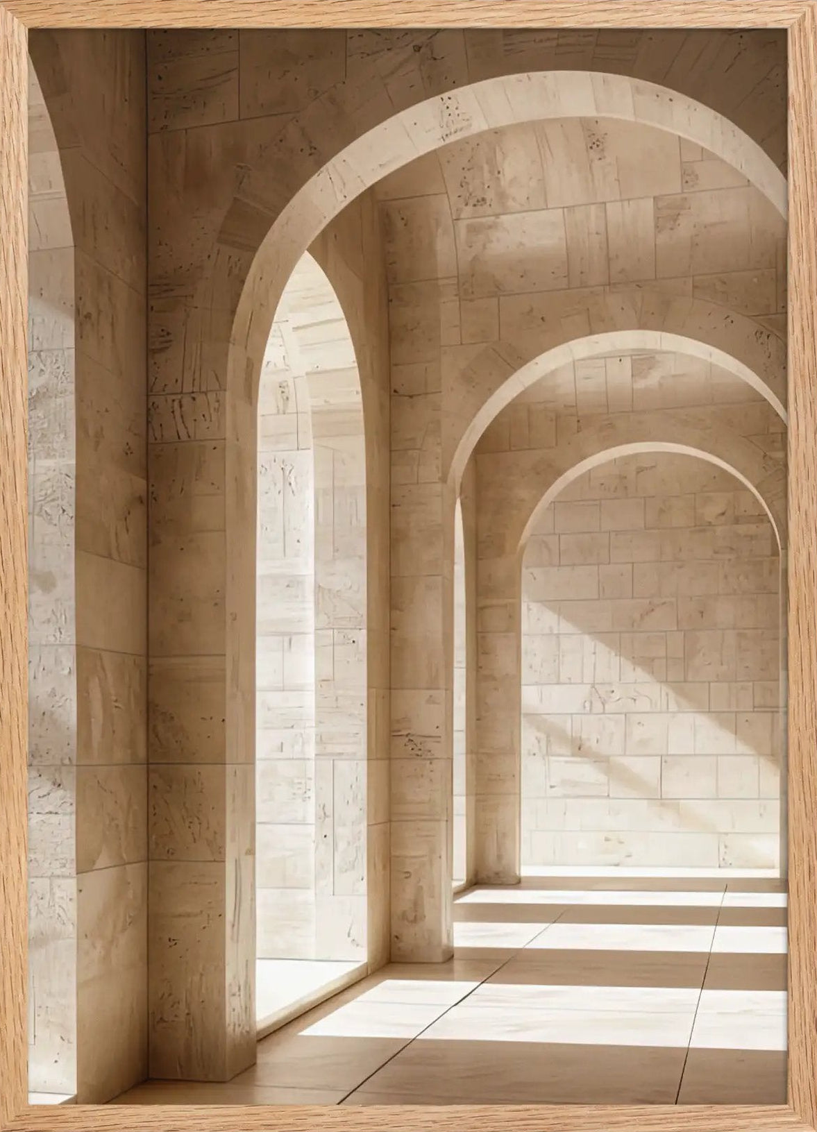 De Steenportiek — Minimalistische beige architectuur muuraffiche  
