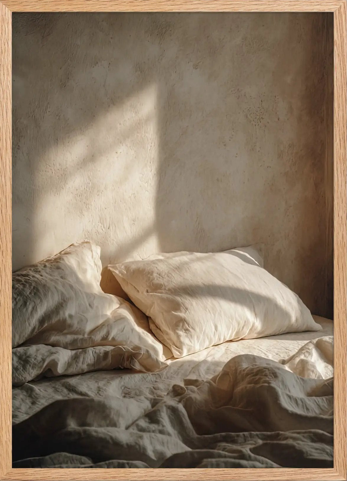 Poster en Papier Mat Encadré, affiche murale minimaliste avec cadre bois, décoration murale salon ou chambre, style méditerranéen