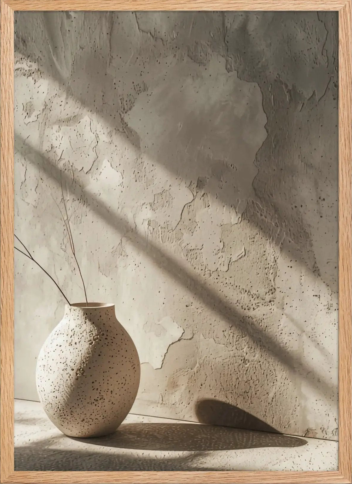 Poster en Papier Mat Encadré, affiche murale minimaliste avec cadre bois, décoration murale salon ou chambre, style méditerranéen