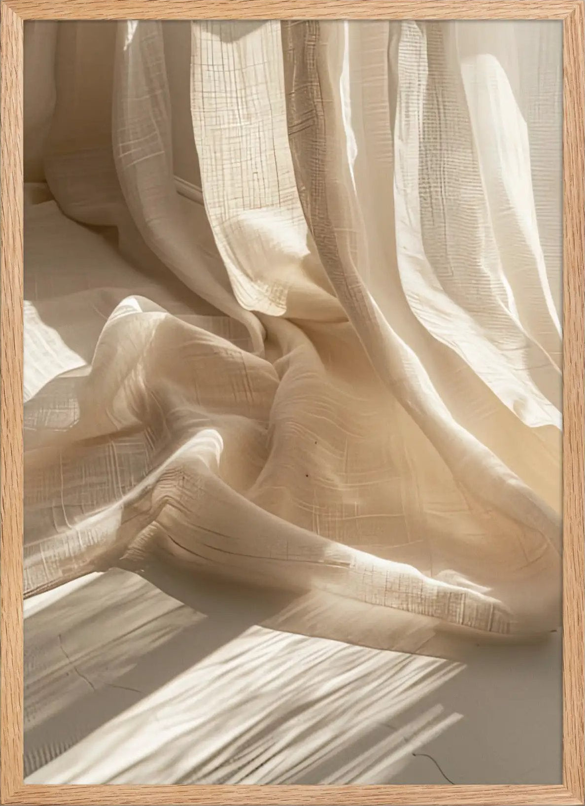 Poster en Papier Mat Encadré, affiche murale minimaliste avec cadre bois, décoration murale salon ou chambre, style méditerranéen