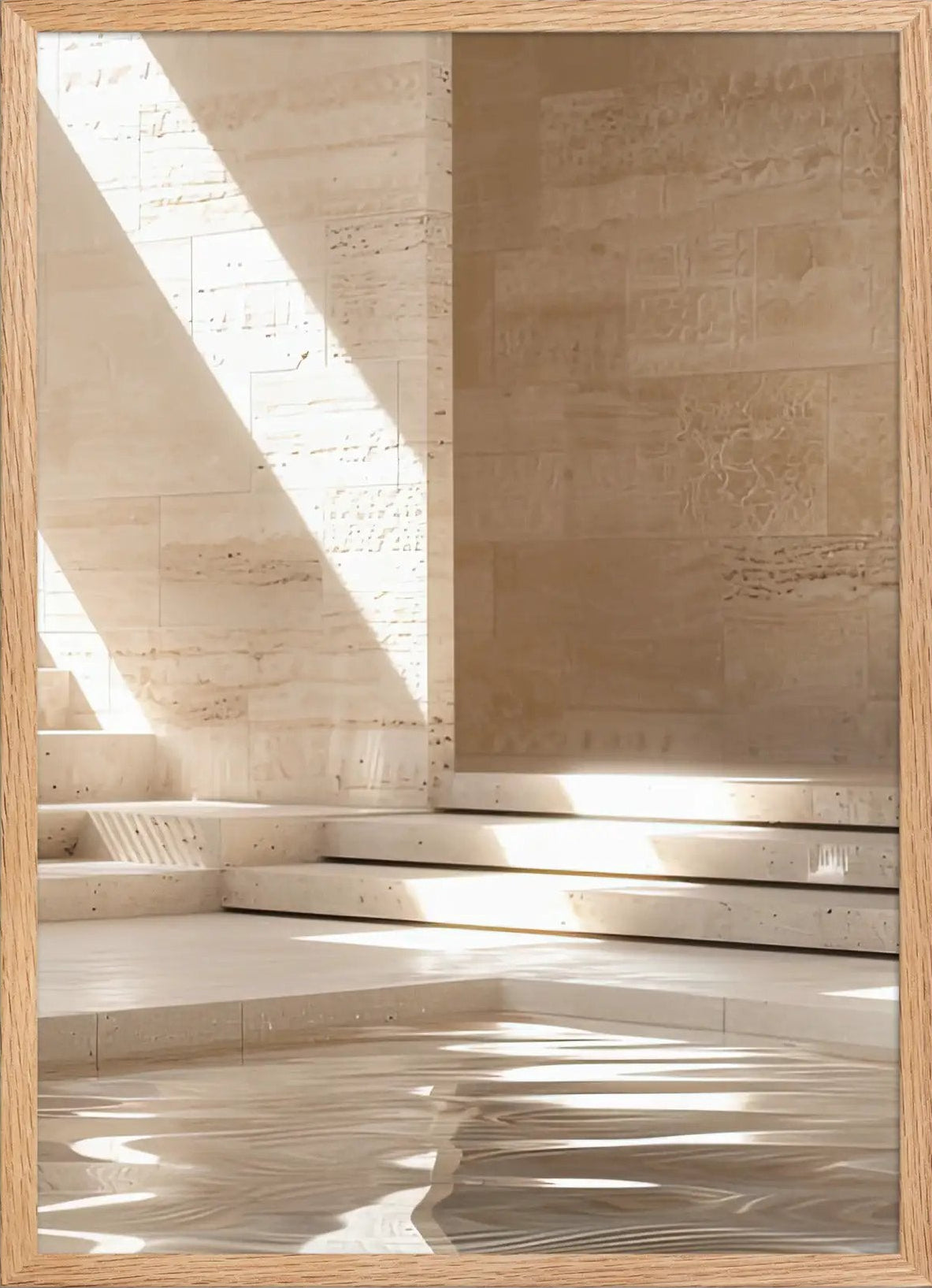 Poster en Papier Mat Encadré, affiche murale minimaliste avec cadre bois, décoration murale salon ou chambre, style méditerranéen