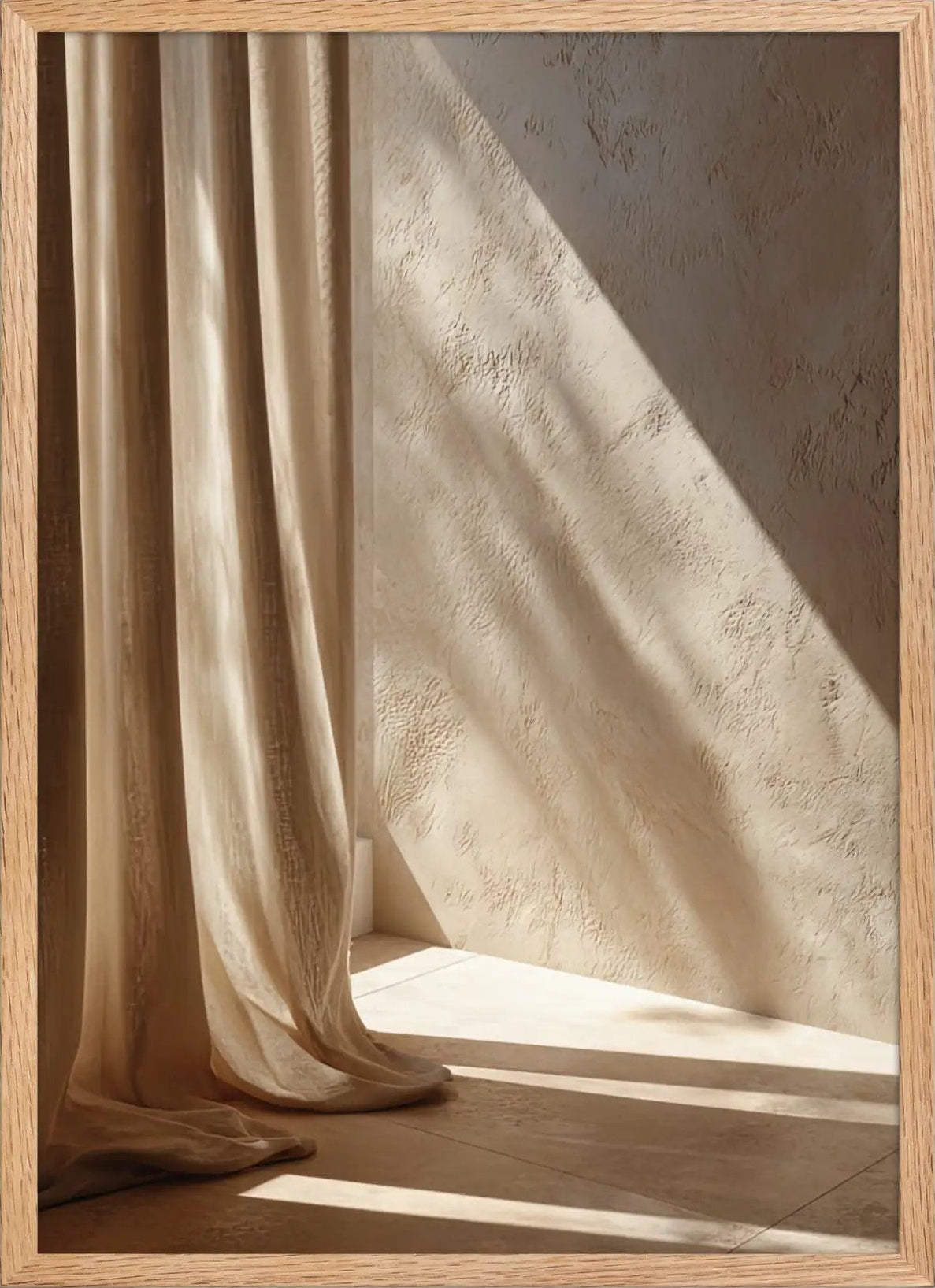 Poster en Papier Mat Encadré, affiche murale minimaliste avec cadre bois, décoration murale salon ou chambre, style méditerranéen