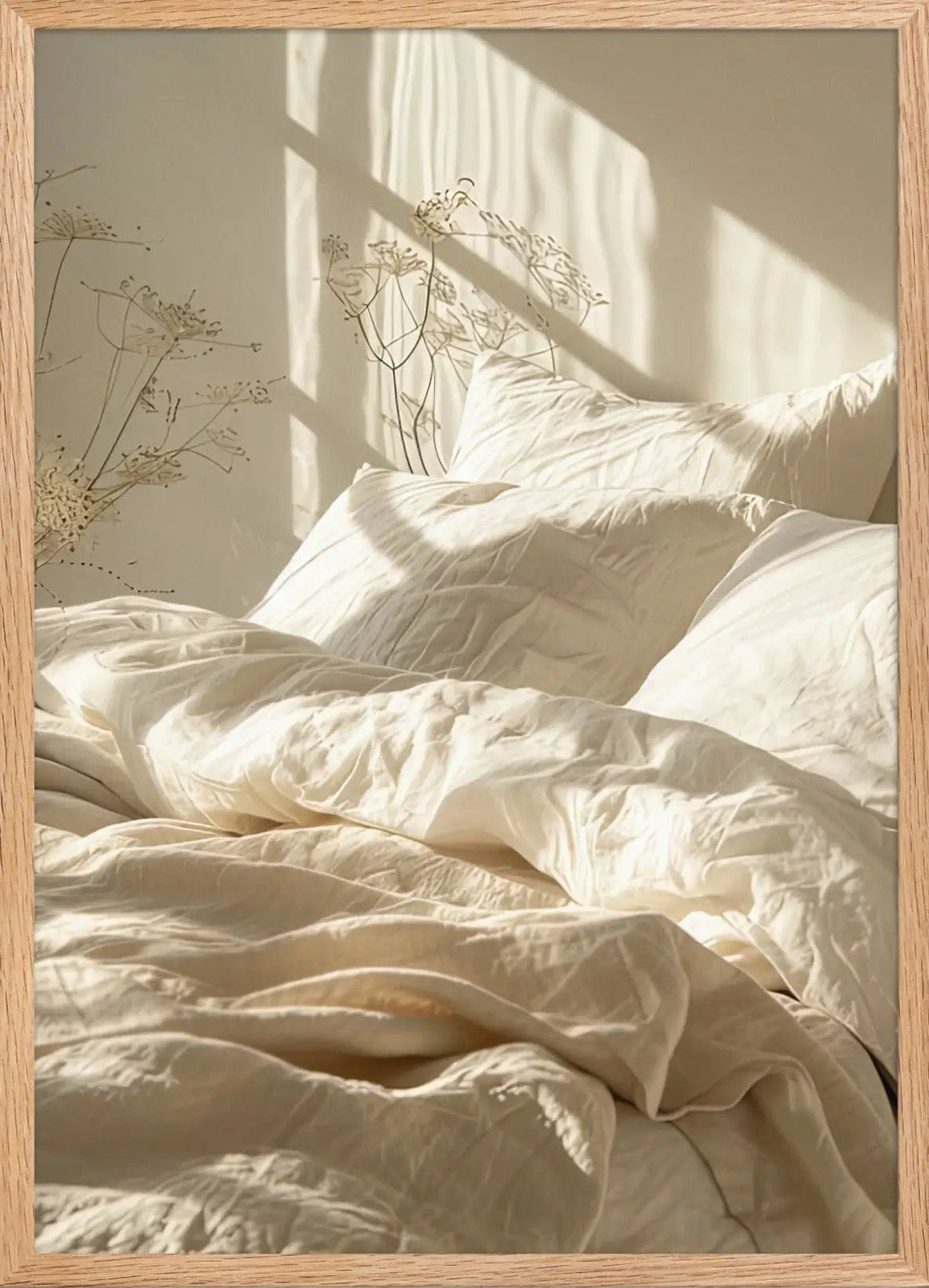Poster en Papier Mat Encadré, affiche murale minimaliste avec cadre bois, décoration murale salon ou chambre, style méditerranéen