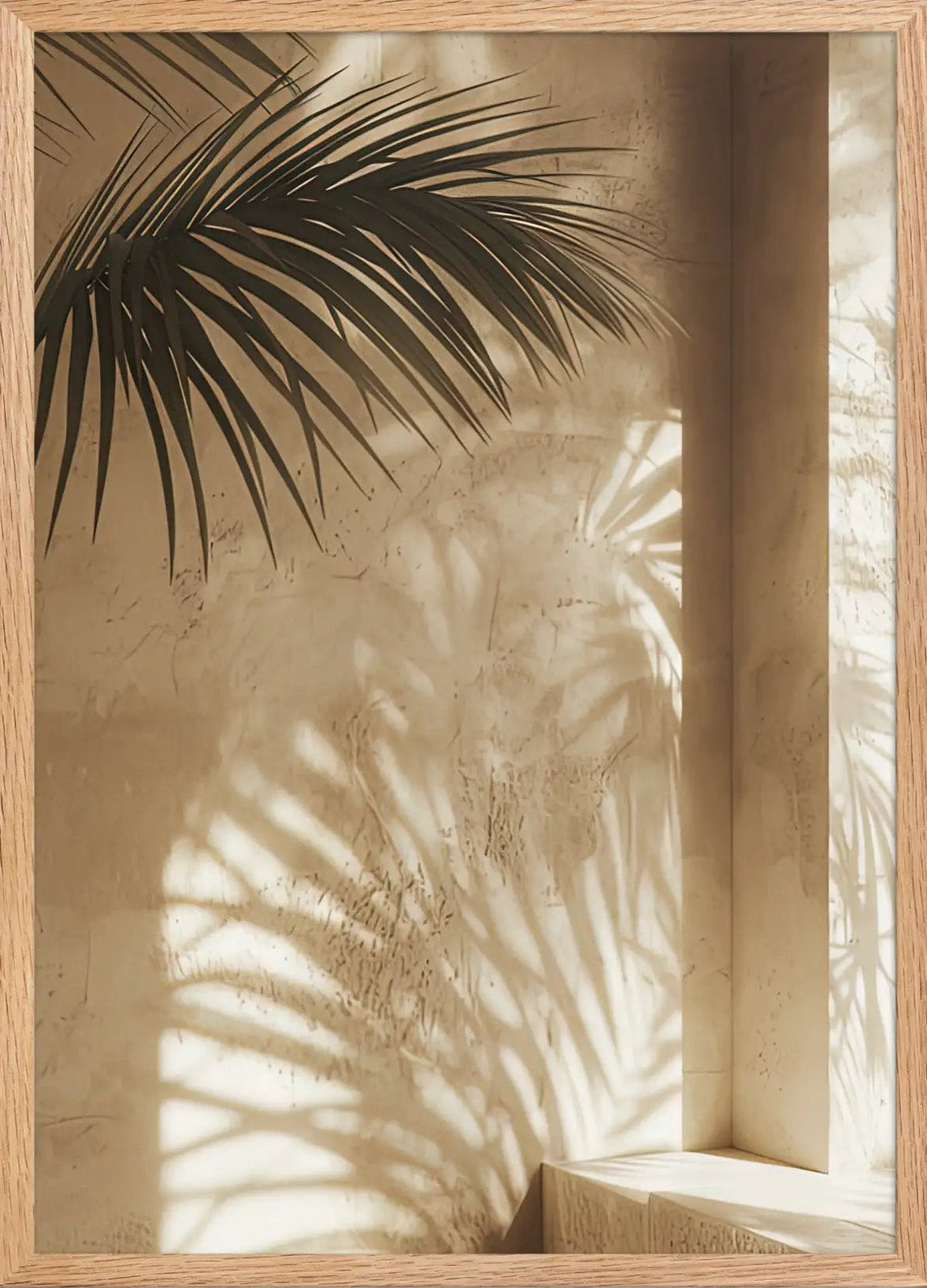 Poster en Papier Mat Encadré, affiche murale minimaliste avec cadre bois, décoration murale salon ou chambre, style méditerranéen