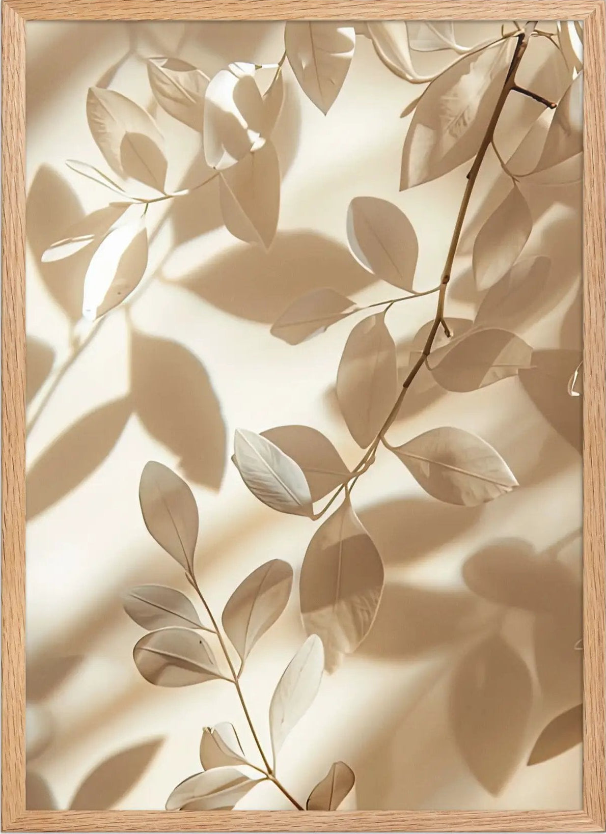 Poster en Papier Mat Encadré, affiche murale minimaliste avec cadre bois, décoration murale salon ou chambre, style méditerranéen