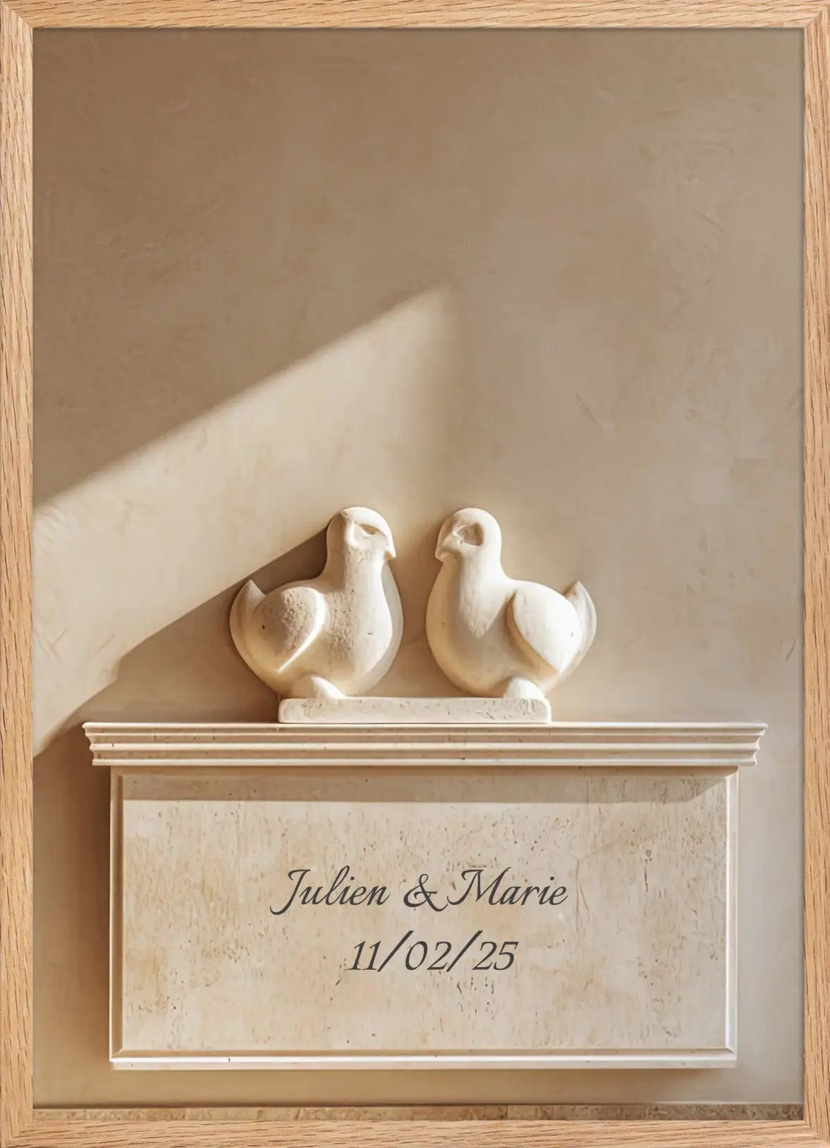 Poster en Papier Mat Encadré, affiche murale minimaliste avec cadre bois, décoration murale salon ou chambre, style méditerranéen
