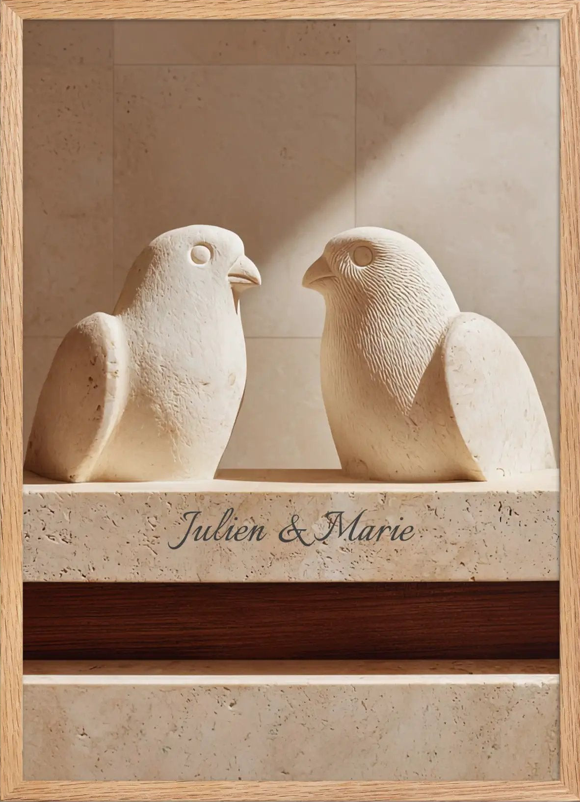 Poster en Papier Mat Encadré, affiche murale minimaliste avec cadre bois, décoration murale salon ou chambre, style méditerranéen