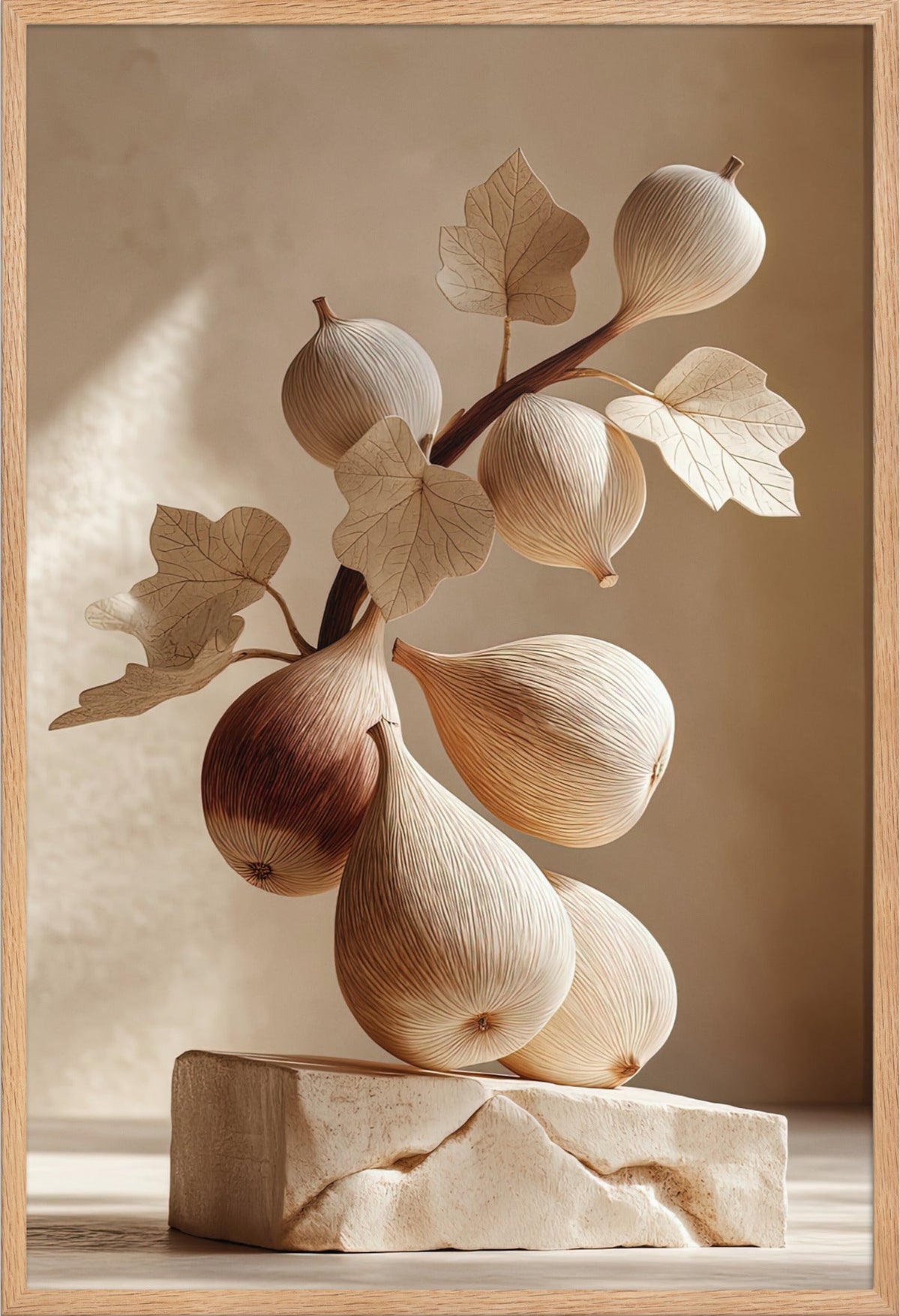 I Fichi di Pietra — con cornice in rovere massello, 61 × 91 cm