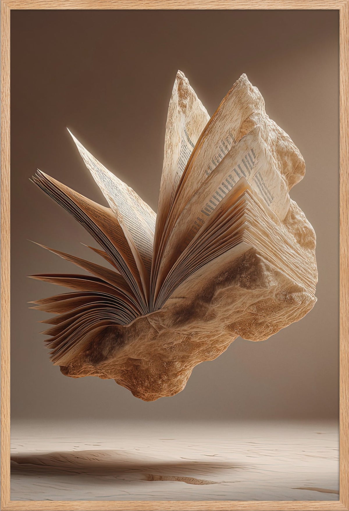 Das Buch aus Stein — gerahmt in massiver Eiche, 61 × 91 cm