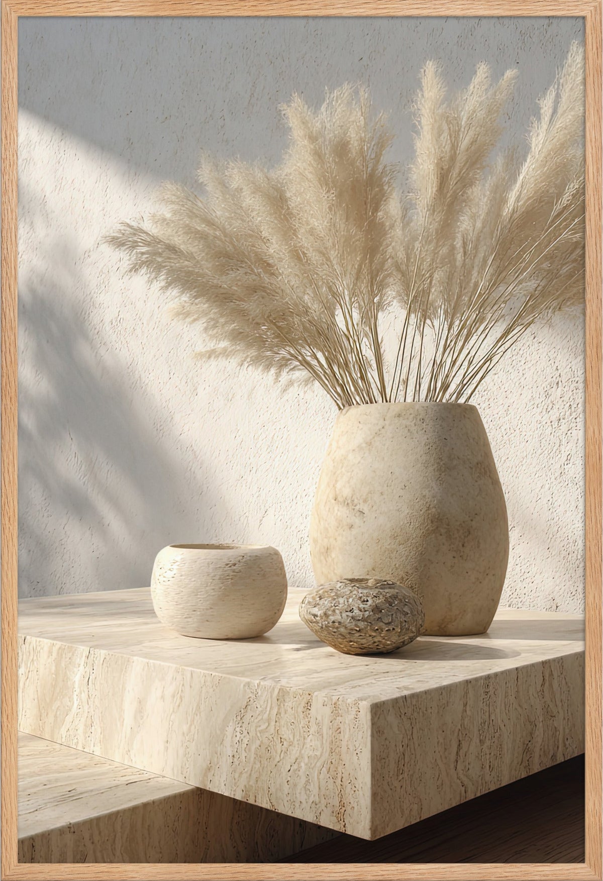 The Pampas Bouquet — framed in solid oak, 61 × 91 cm