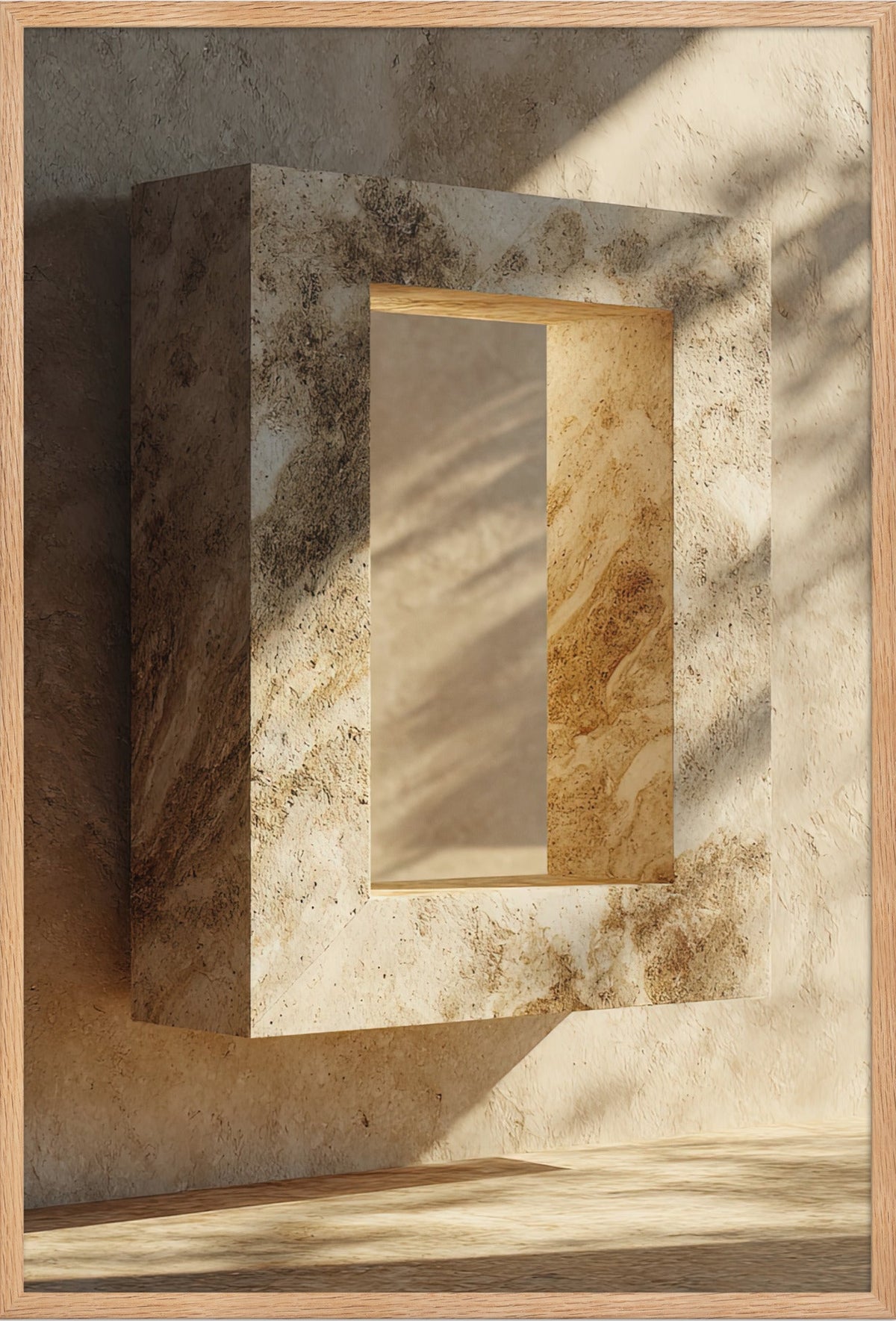 De Travertijnen Lijst — ingelijst in massief eiken, 61 × 91 cm