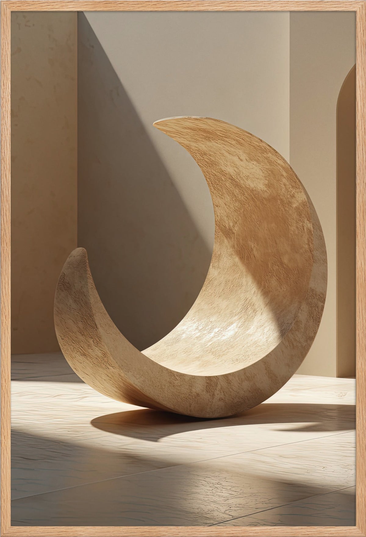 Die Steinsichel — gerahmt in massiver Eiche, 61 × 91 cm