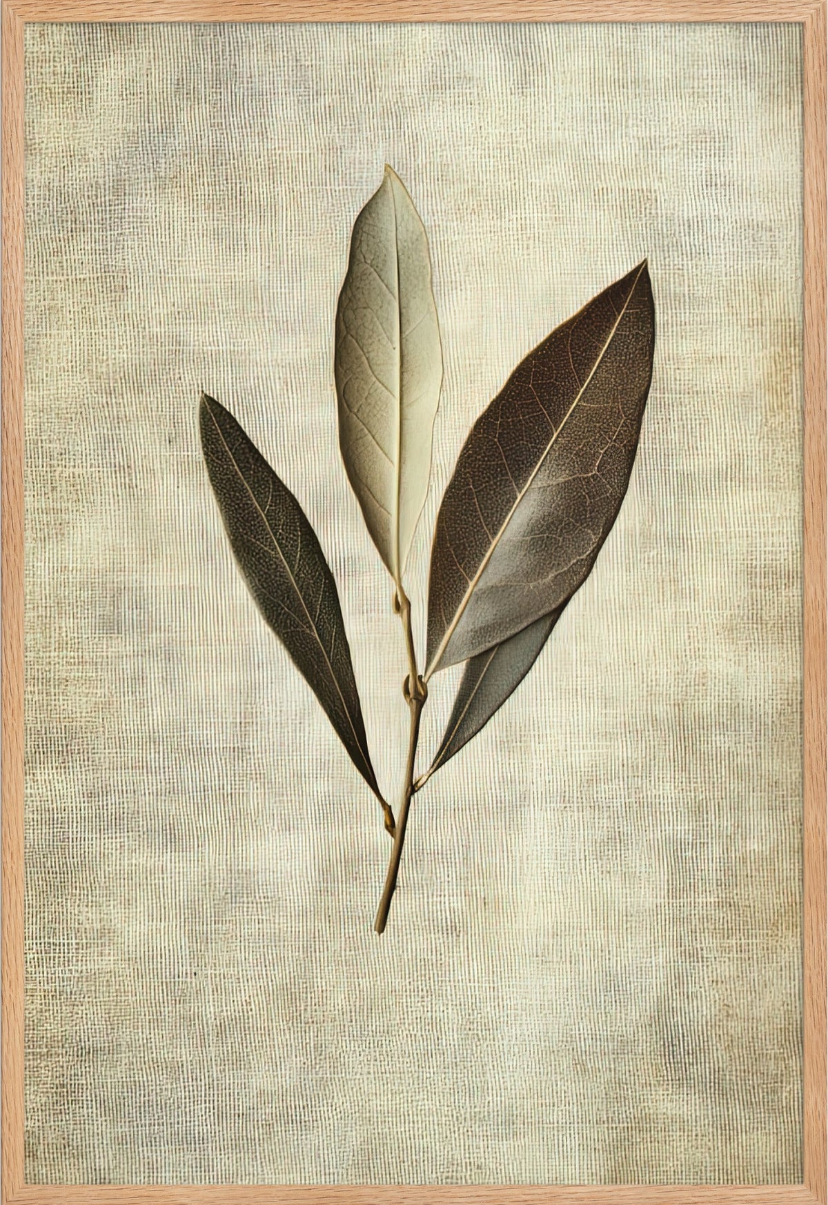 Der Lorbeerzweig — gerahmt in massiver Eiche, 61 × 91 cm