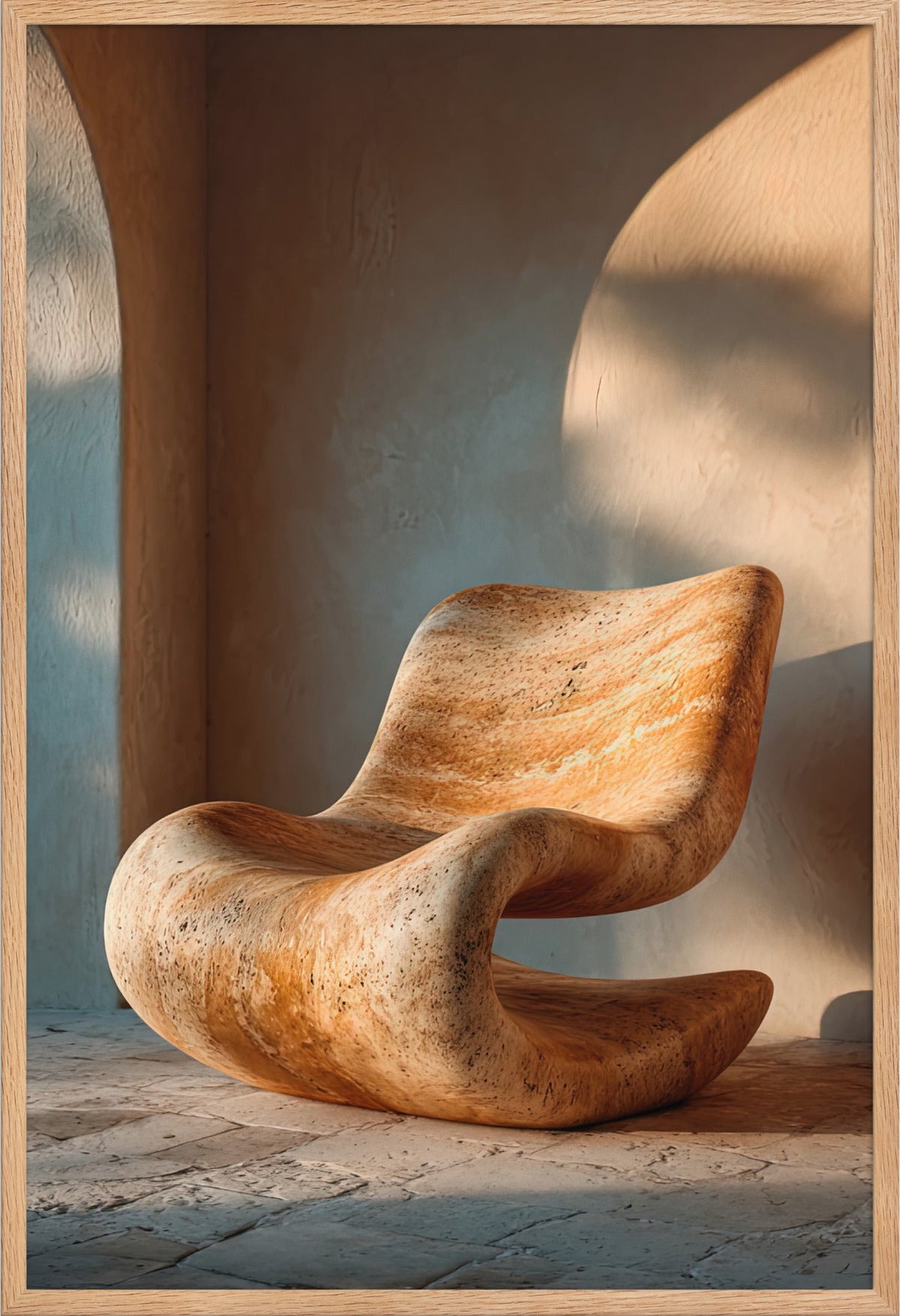 Die Liege aus Stein — gerahmt in massiver Eiche, 61 × 91 cm