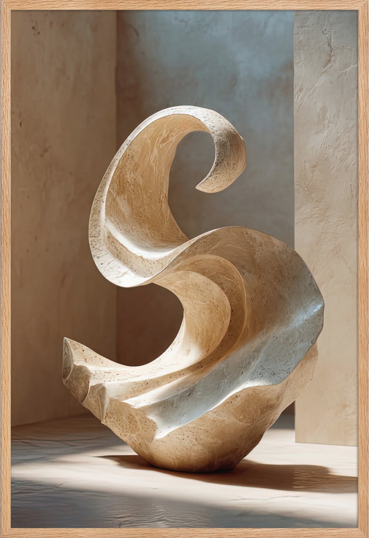 L'Onda di Pietra — con cornice in rovere massello, 61 × 91 cm