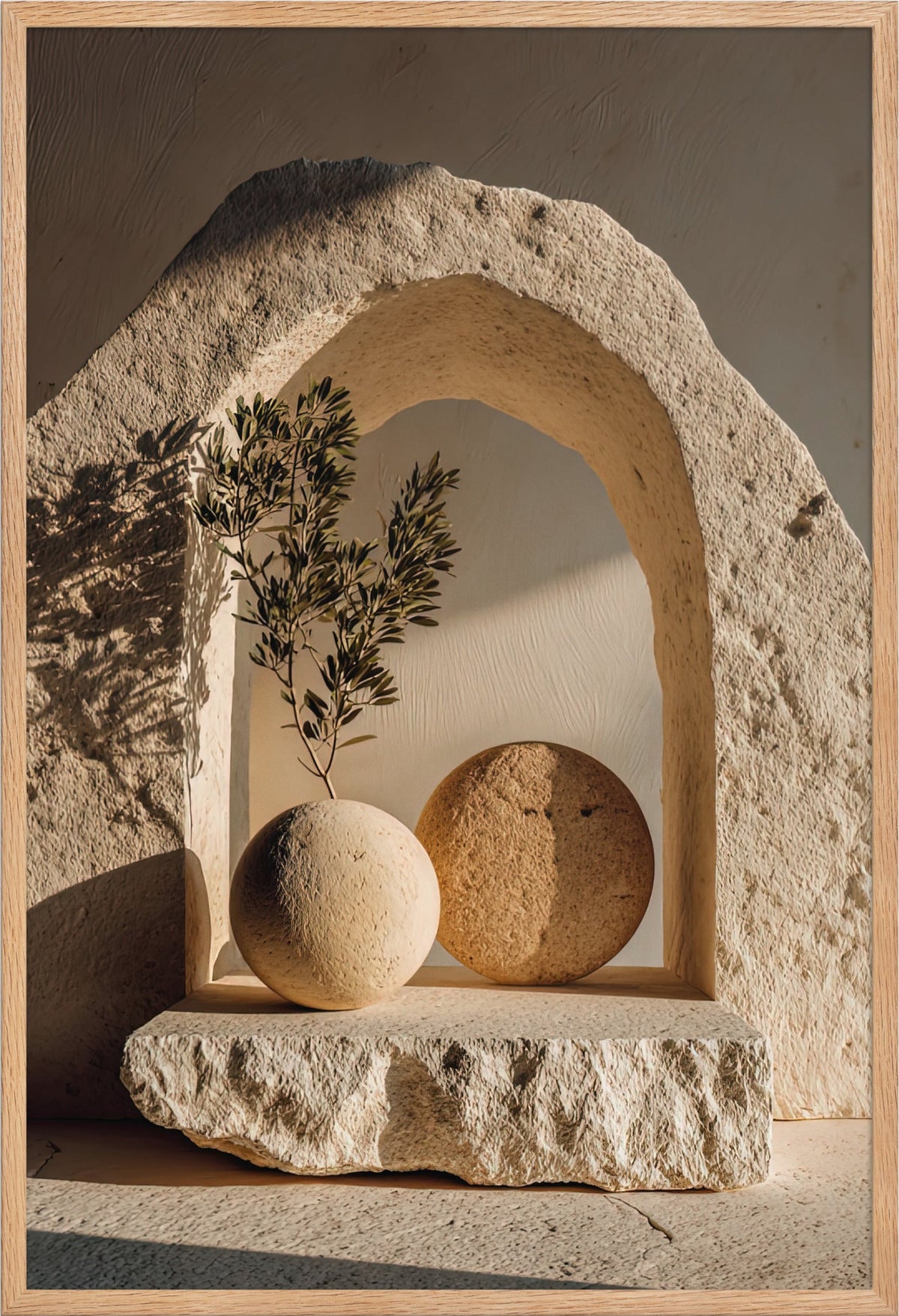 Le Sfere sotto la Volta — con cornice in rovere massello, 61 × 91 cm
