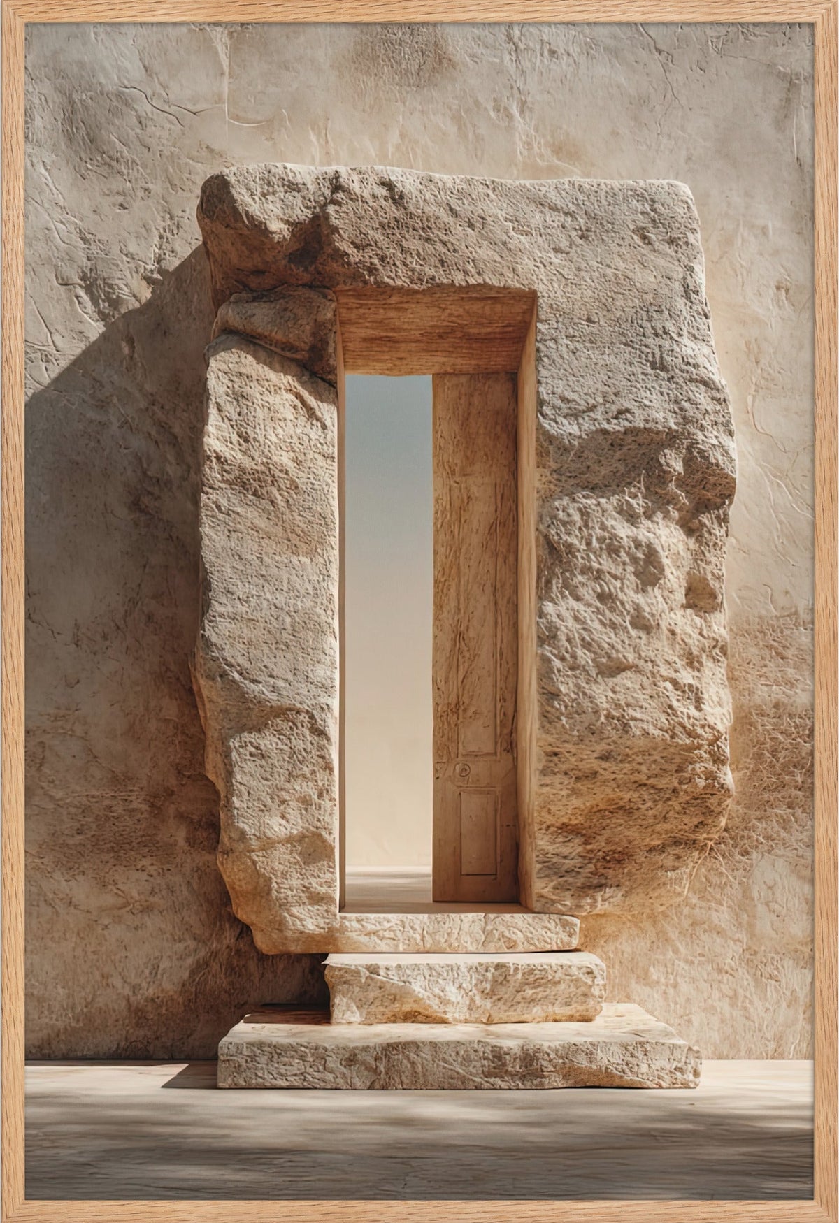 The Hewn Passage — framed in solid oak, 61 × 91 cm