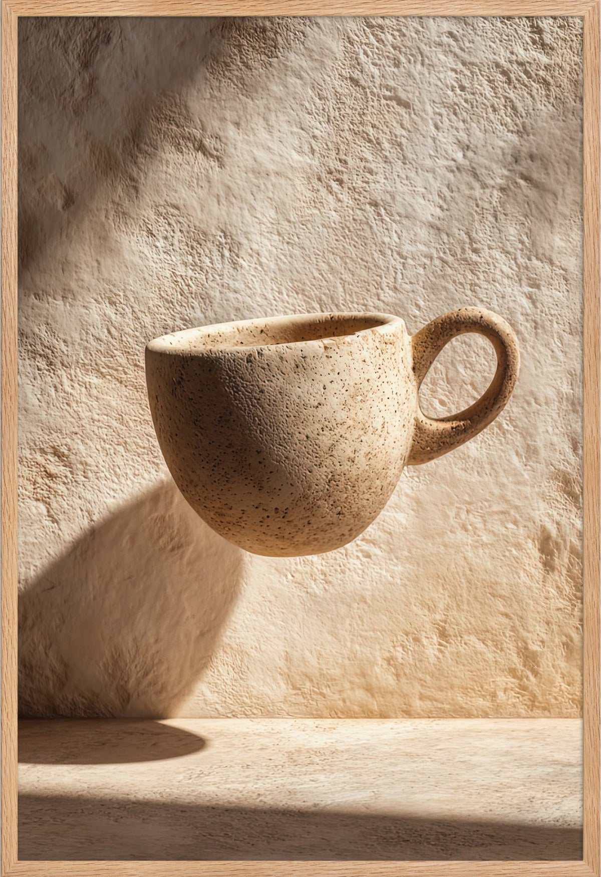 The Floating Cup — framed in solid oak, 61 × 91 cm