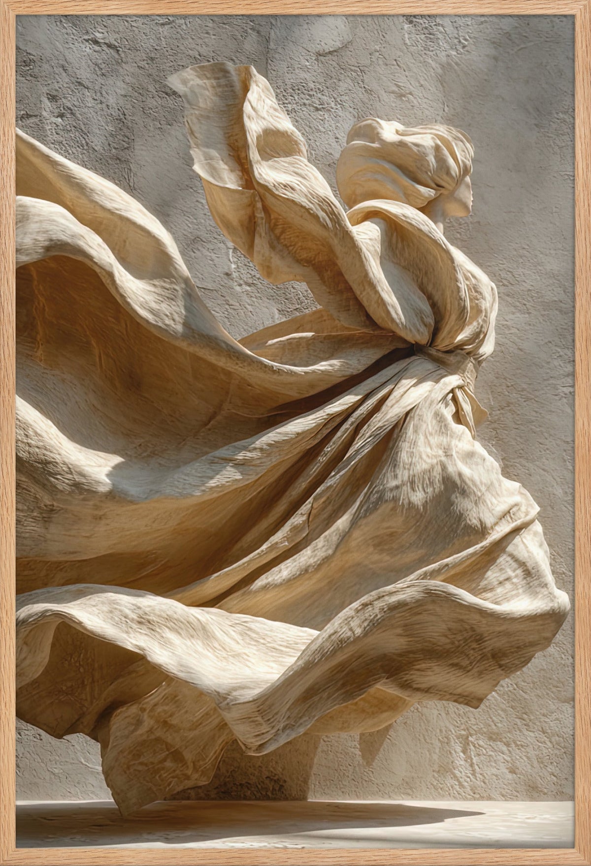 Das wehende Leinen — gerahmt in massiver Eiche, 61 × 91 cm
