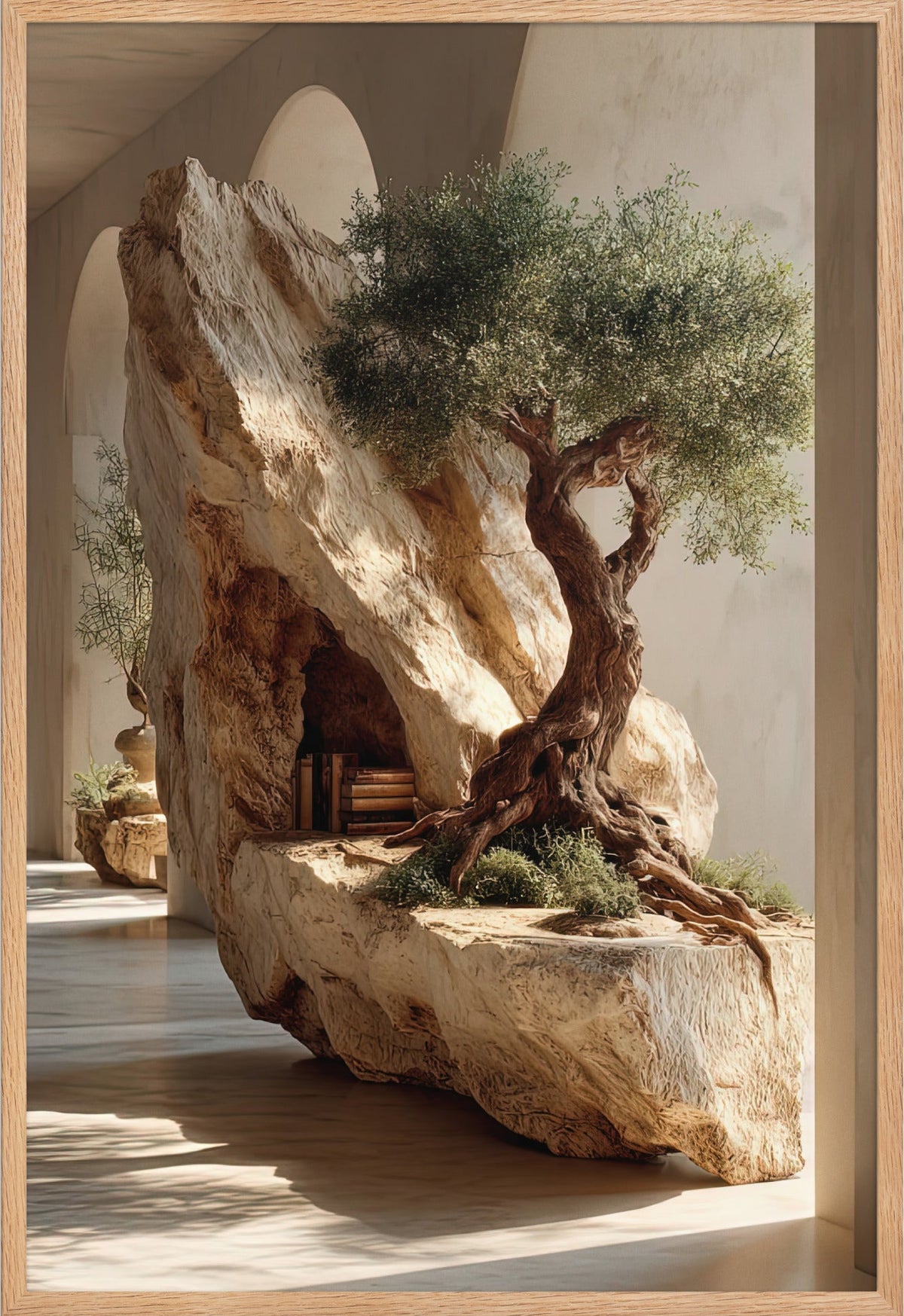 L'Ulivo della Roccia — con cornice in rovere massello, 61 × 91 cm