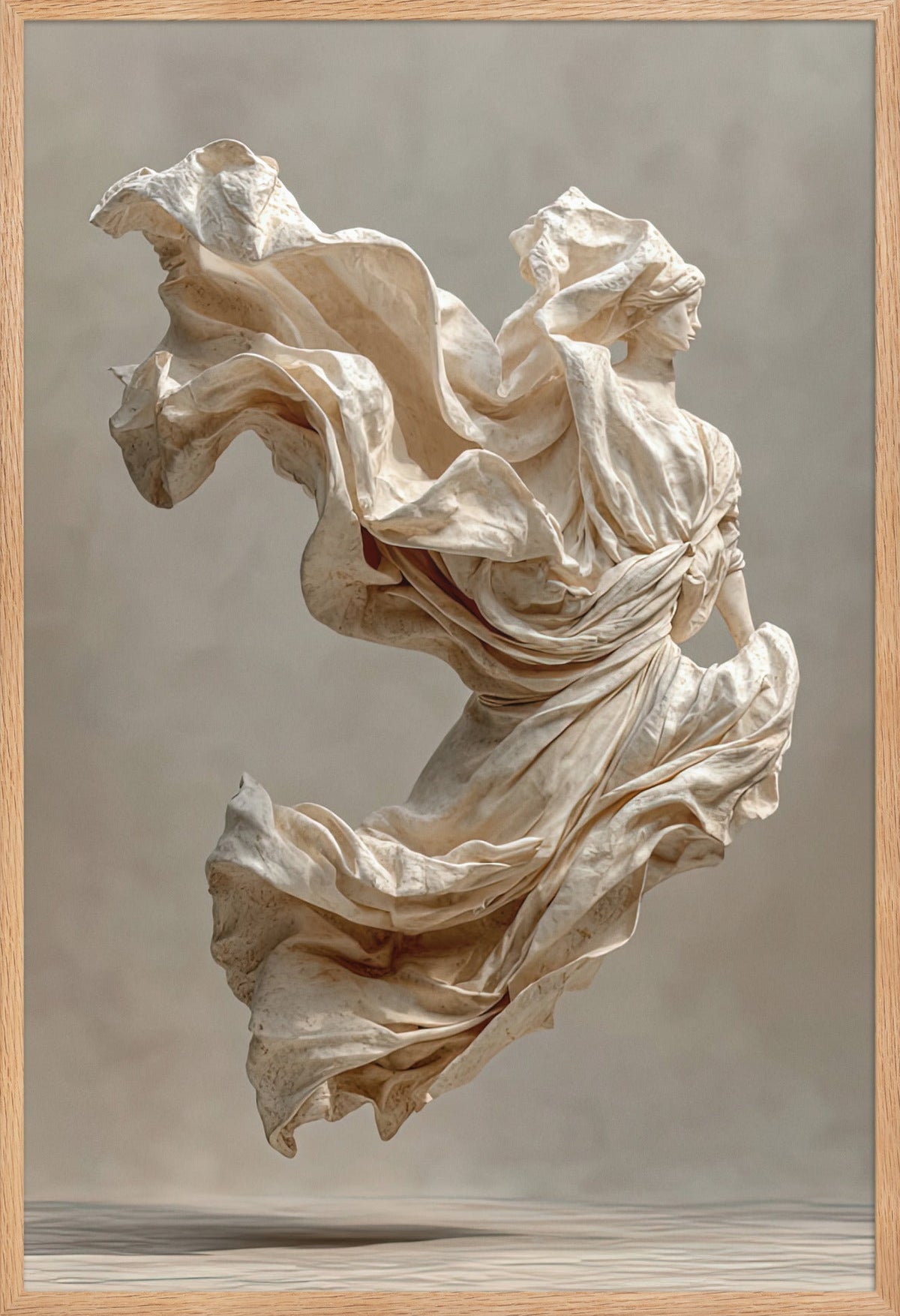 Die Tänzerin aus Leinen — gerahmt in massiver Eiche, 61 × 91 cm