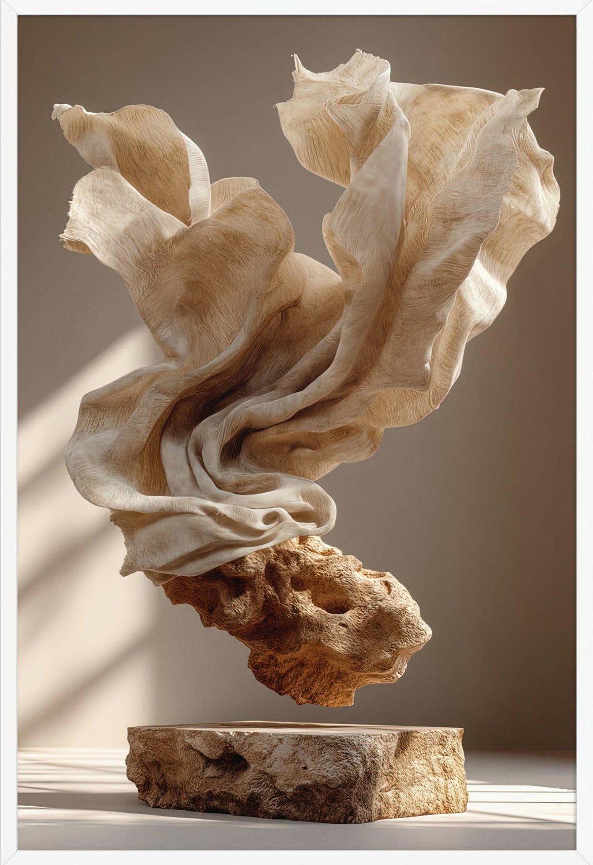 Stendraperiet — med vit ram, 61 × 91 cm