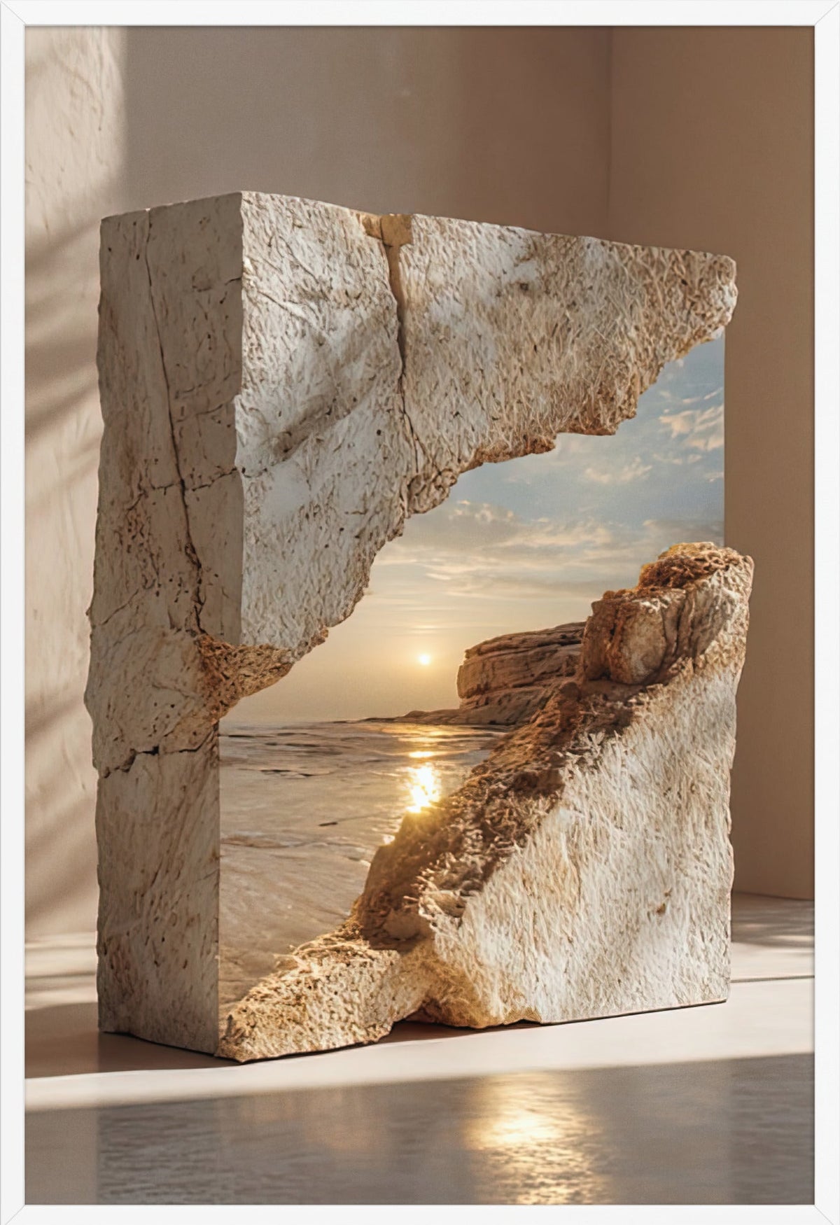 Das Meer im Block — gerahmt in Weiß, 61 × 91 cm