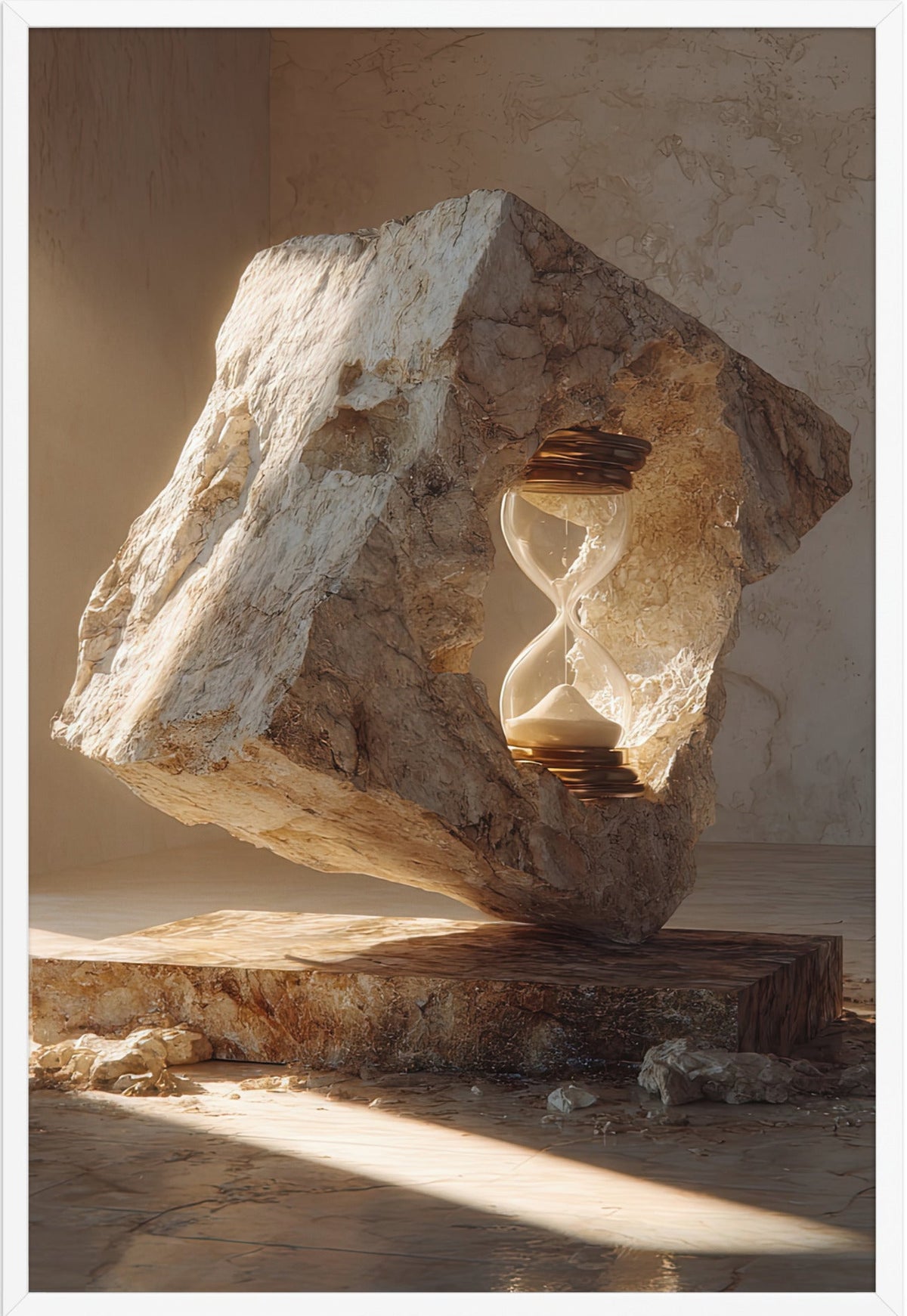 Timglaskuben — med vit ram, 61 × 91 cm