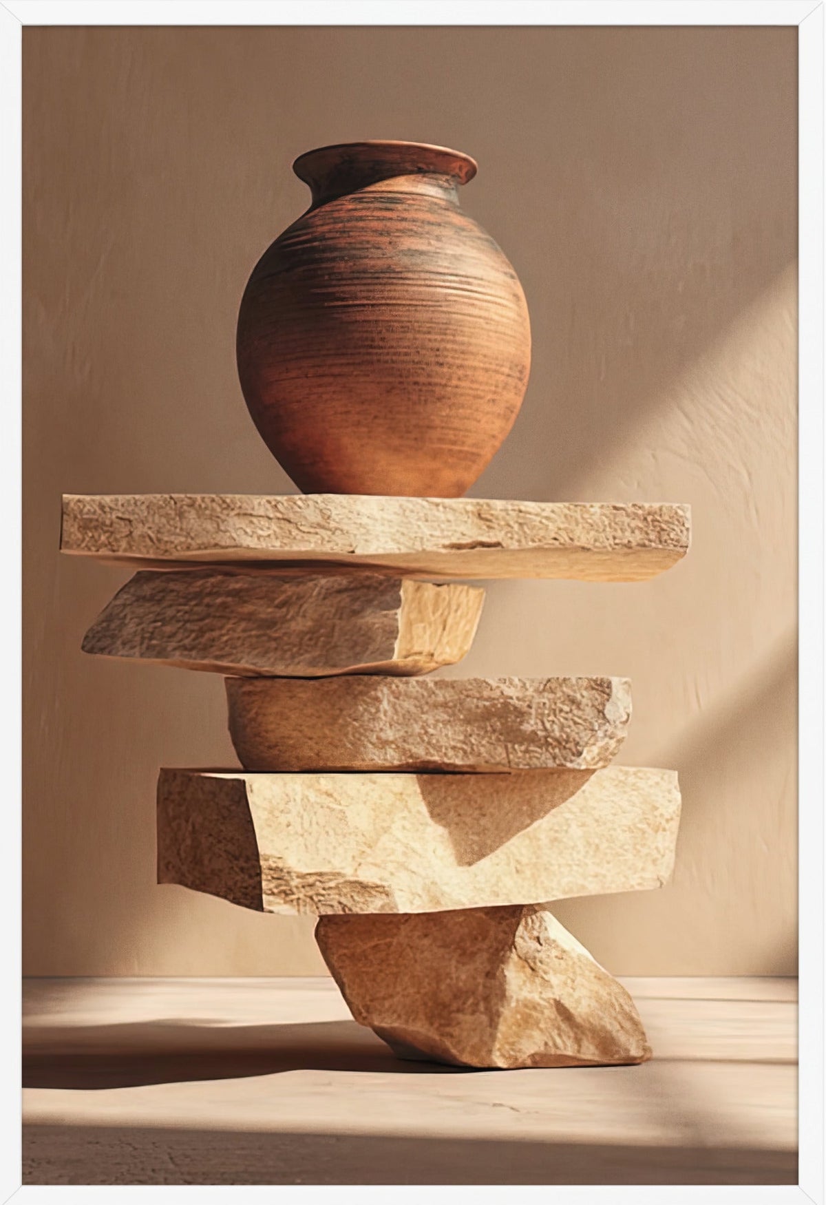 Krukan i Balans — med vit ram, 61 × 91 cm