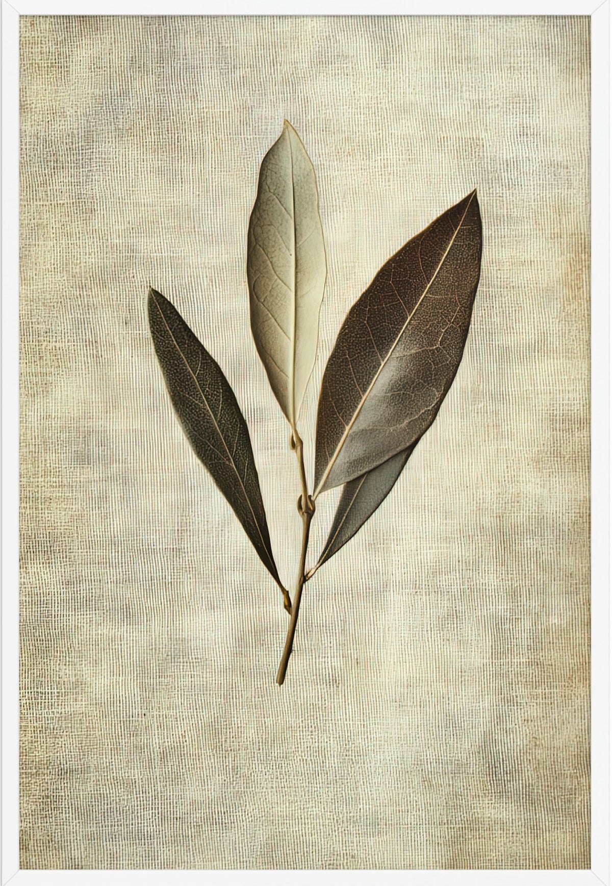Der Lorbeerzweig — gerahmt in Weiß, 61 × 91 cm
