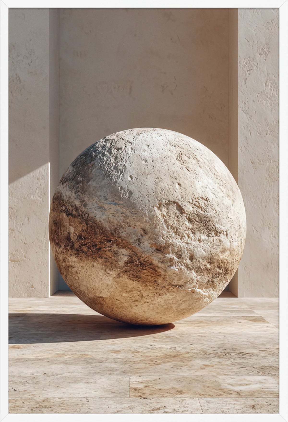 Kalkstensmånen — med vit ram, 61 × 91 cm