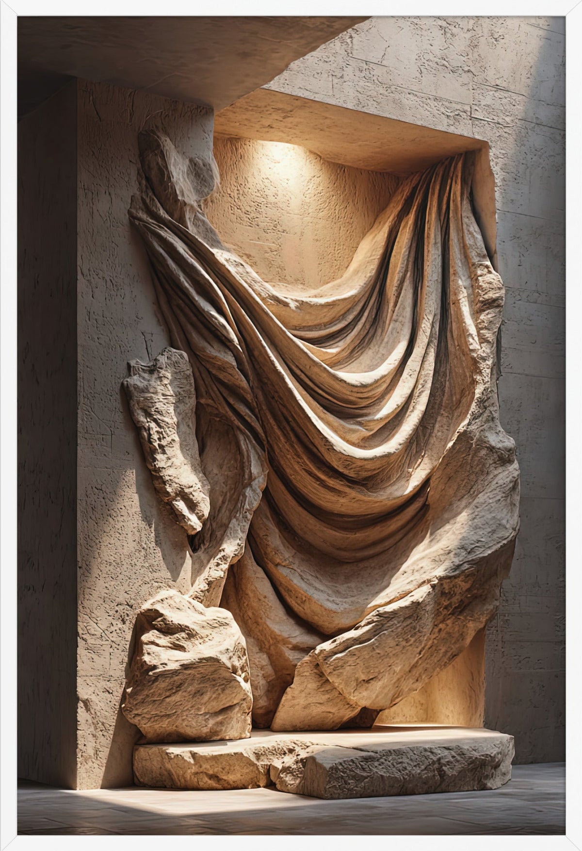 Der steinerne Vorhang — gerahmt in Weiß, 61 × 91 cm