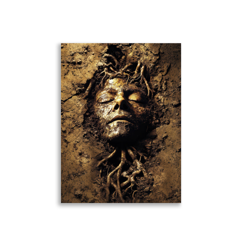 Âme de Terre — Affiche Murale Minimaliste Terracotta et Beige Visage Abstrait et Matière Minérale — affiche murale minimaliste | Cassili-home