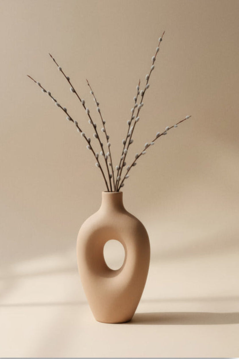 Vase Sculpté — Affiche Murale Minimaliste Beige Terracotta Botanique — affiche murale minimaliste | Cassili-home
