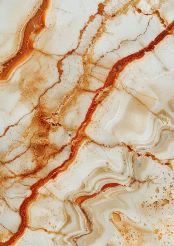 Le Marbre de Feu — Affiche Murale Minimaliste Blanc Ivoire et Terracotta Texture Minérale — affiche murale minimaliste | Cassili-home