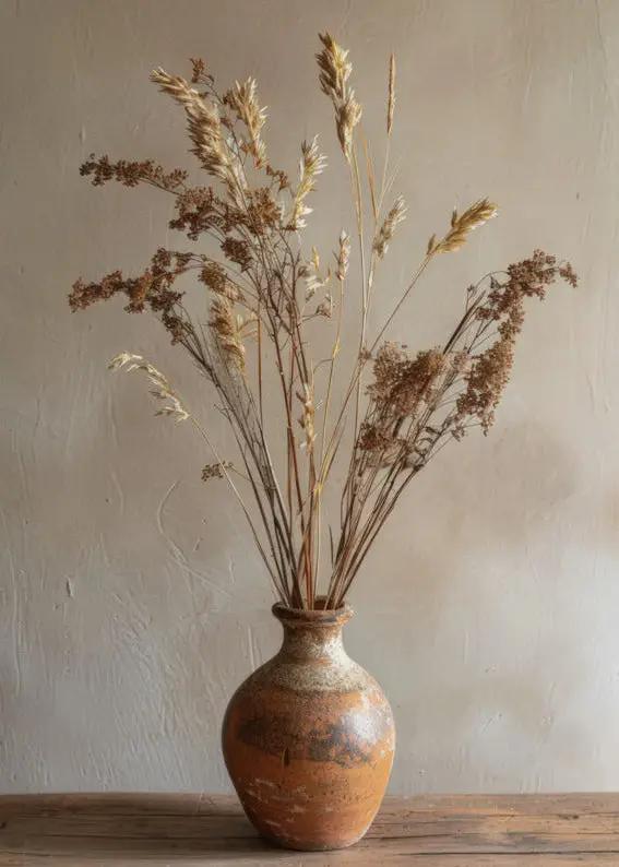 Épis & Poterie — Affiche Murale Minimaliste Beige Et Terracotta Botanique Lumière Naturelle — affiche murale minimaliste | Cassili-home