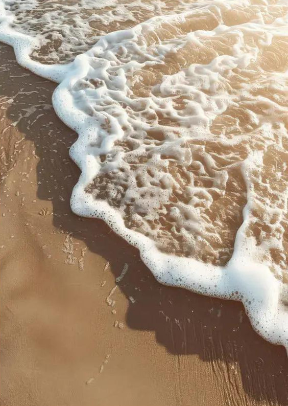 L'Impeto — Poster murale minimalista sabbia dorata schiuma onda mare