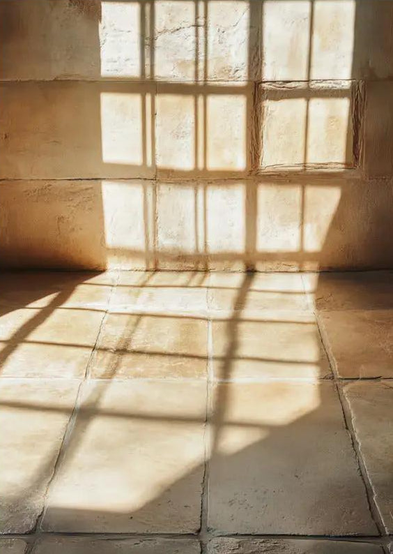 Twilight Hour — Gold Minimalist Shadow Window Wall Poster