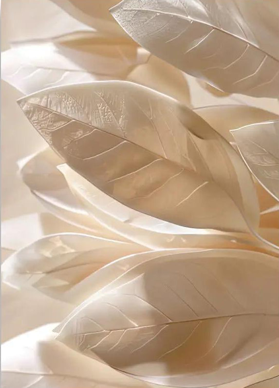 La Nacre des Feuilles – Minimalistisches Wandposter Elfenbein Gold Pflanze