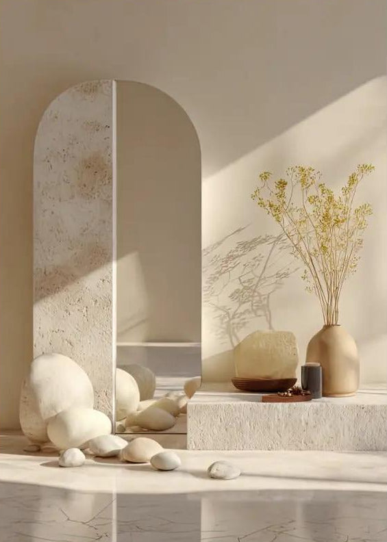 Poster, affiche murale minimaliste avec cadre bois, décoration murale salon ou chambre, style méditerranéen