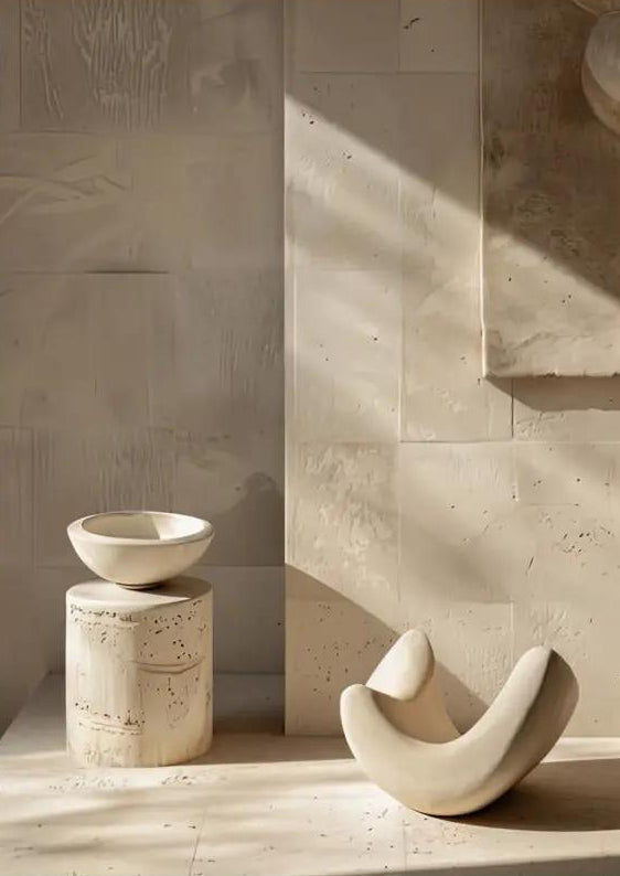 Poster, affiche murale minimaliste avec cadre bois, décoration murale salon ou chambre, style méditerranéen