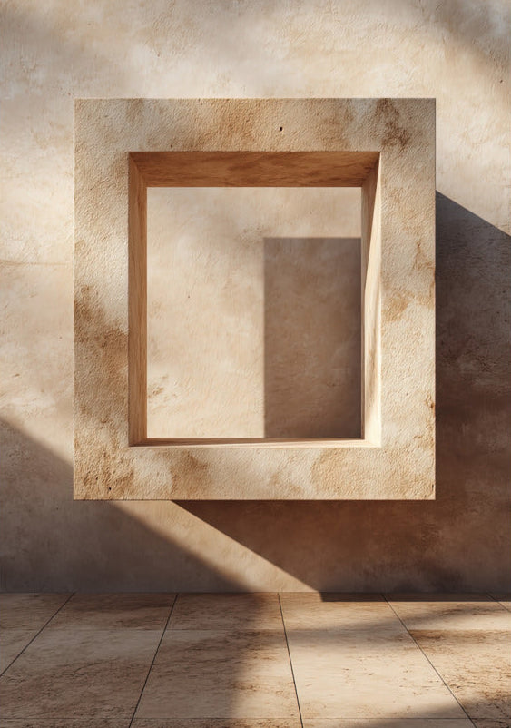 Poster The Square Doorframe — square stone frame and its cast shadow, unframed print, 70×100 cm