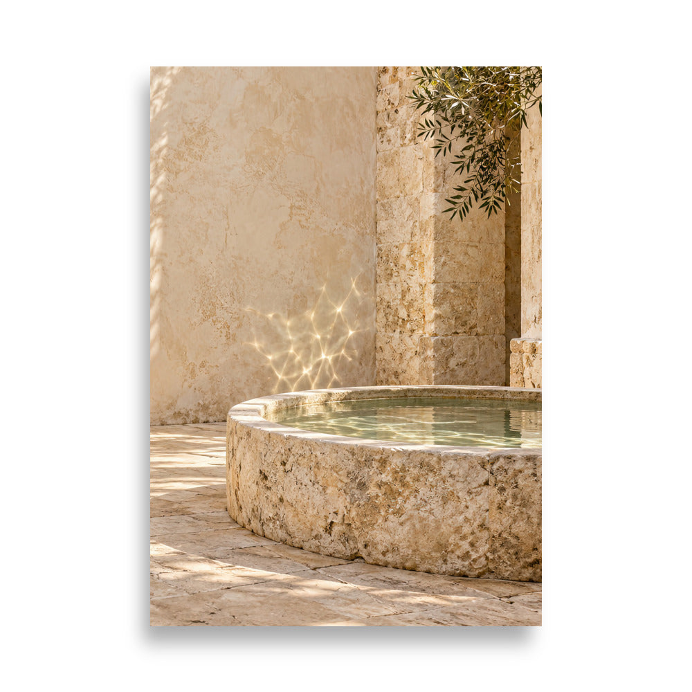 Das Spiegelnde Becken, minimalistisches Wandbild in Beige, Steinbecken — Cassili-home