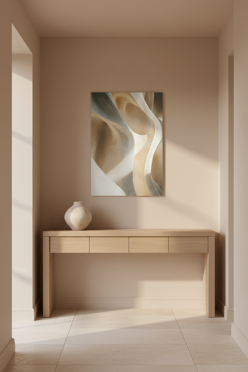 Les Vagues de Craie — Affiche murale minimaliste blanc beige minérale — affiche murale minimaliste | Cassili-home