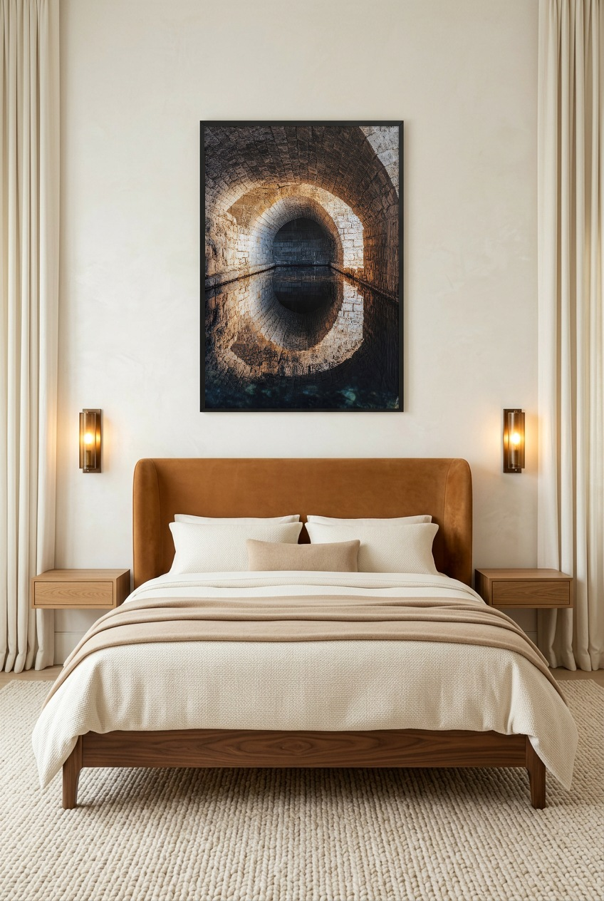 Le Passage Secret — poster in a black frame in a bedroom